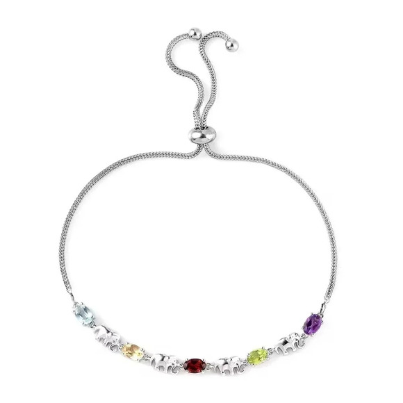 Karis Multi Gemstone Bolo Bracelet in Platinum Bond 2.40 ctw elephant - Picture 3 of 5